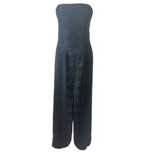 Vintage Jiki Monte Carlo Black Lace Embroidered Slit Drop Waist Dress Size 44
